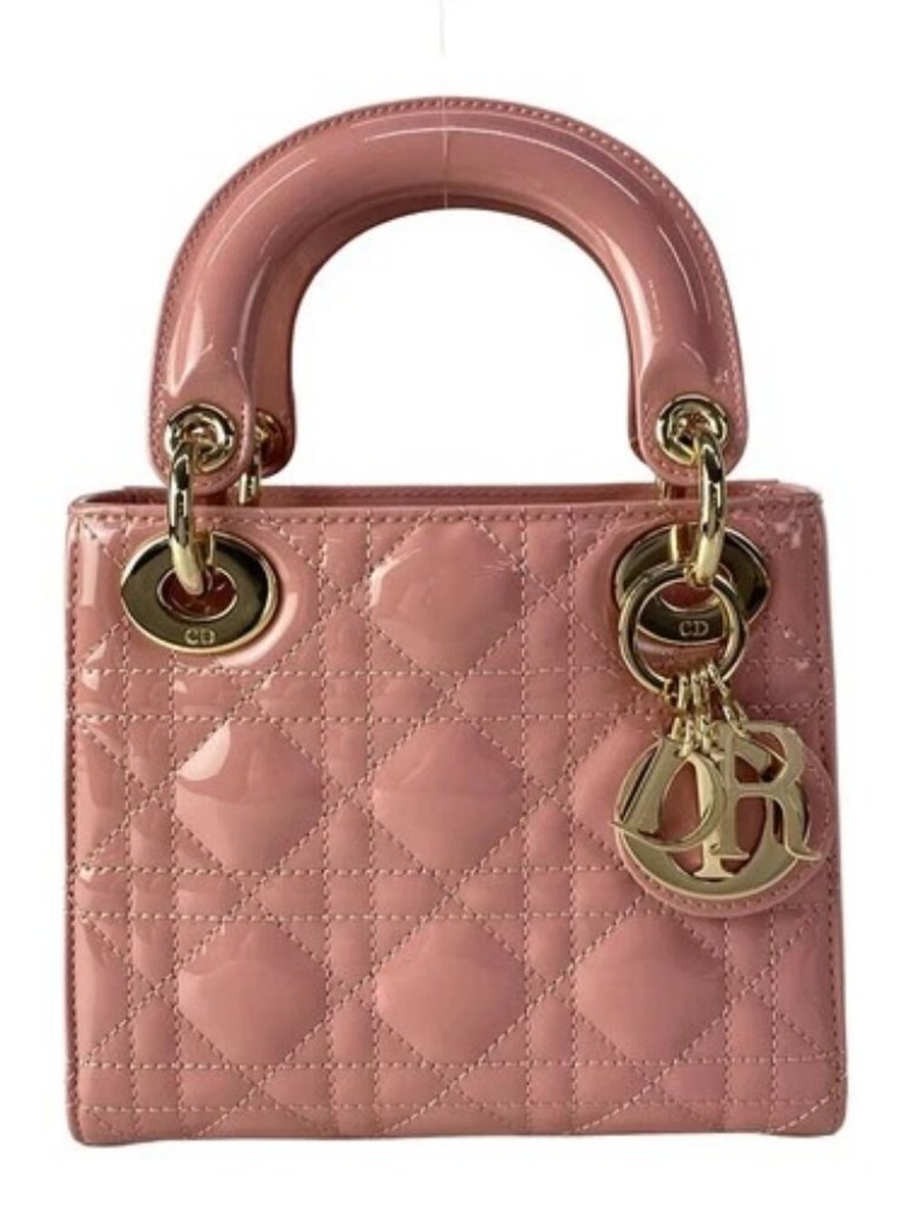 DIOR/ChristianDior Lady Dior Mini Bag Pink Patent Leather Handbag - Picture 1 of 16
